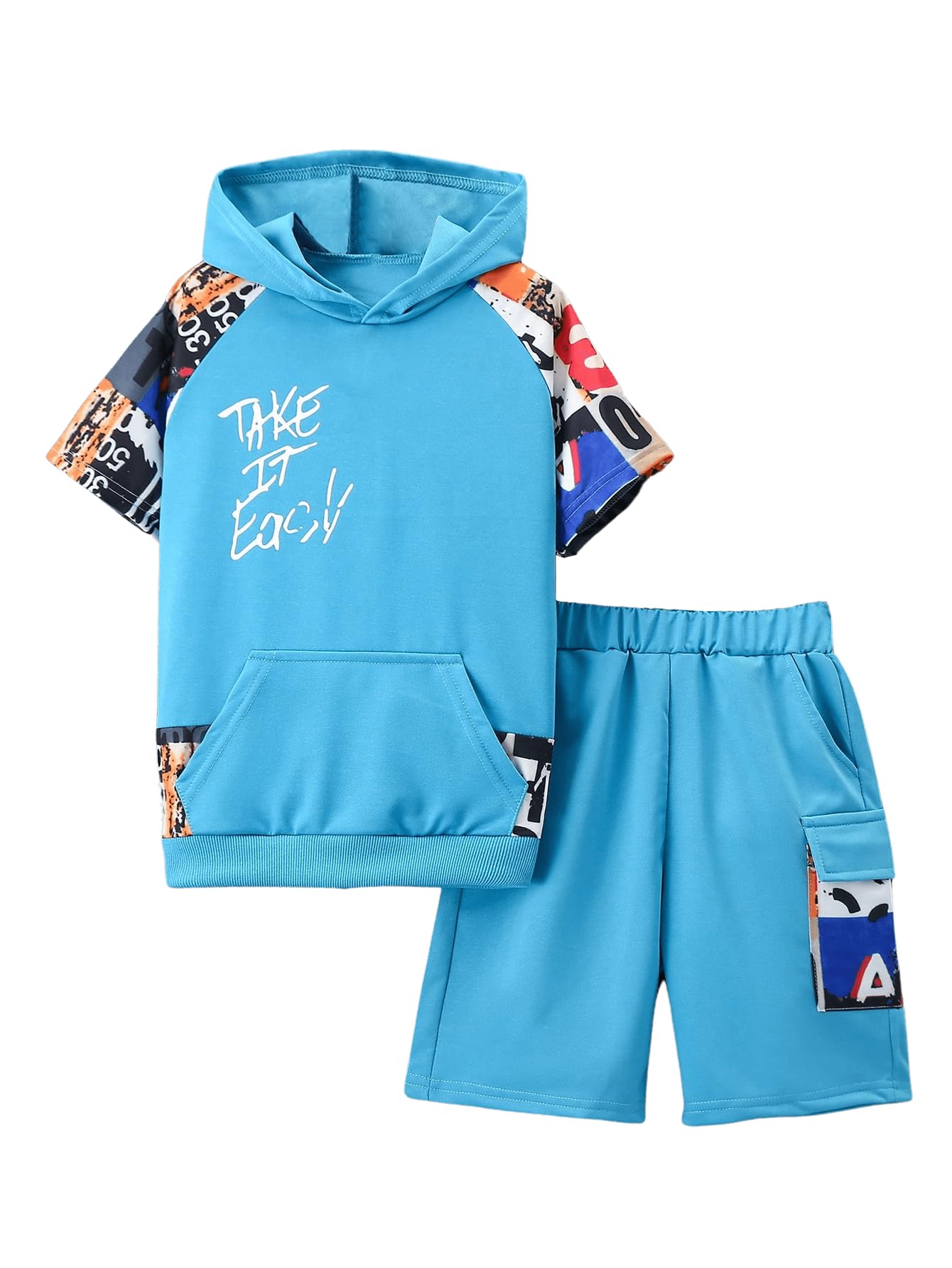 Amazon.com: COZYEASE Boy's 2 Piece Summer Outfits Colorblock T